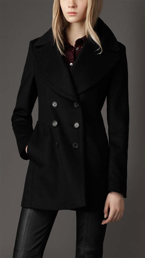 burberry pea coat black